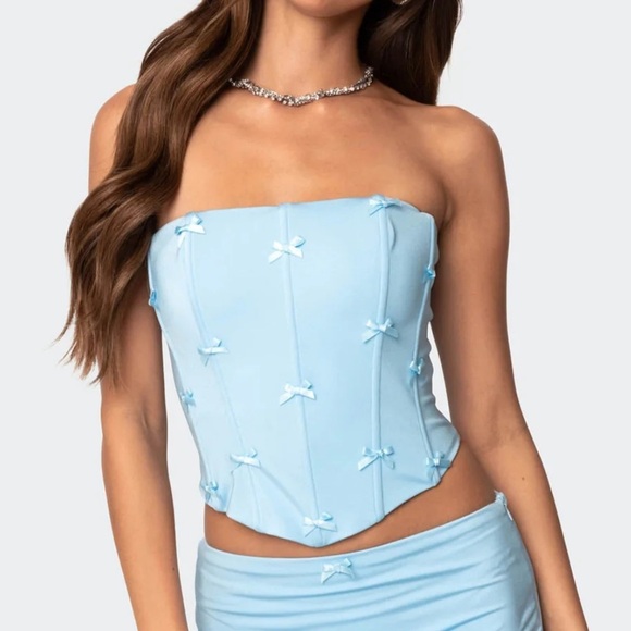 Light Blue edikted Lucinda bow detail corset size large - Picture 1 of 11